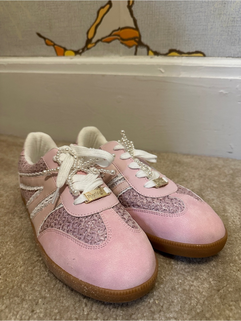 River Island Pink Pearl-Trim Sneakers 5/38